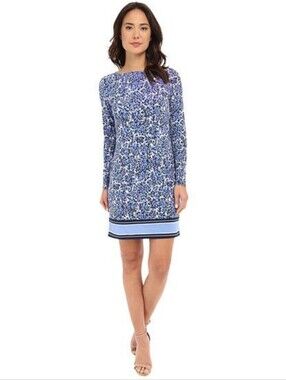 MICHAEL Michael Kors Chiltington Floral Border Shift Dress Petite Large/PL